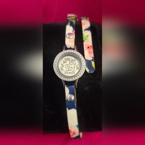 Origami Owl Rose Floral Leather Bracelet